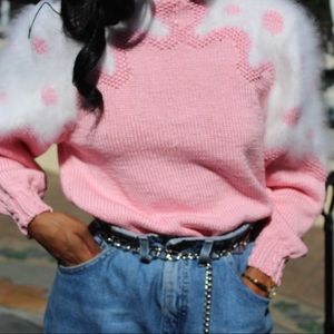 🔥SOLD ON DEPOP🔥 Pink Sweater with Fuzzy Detail
